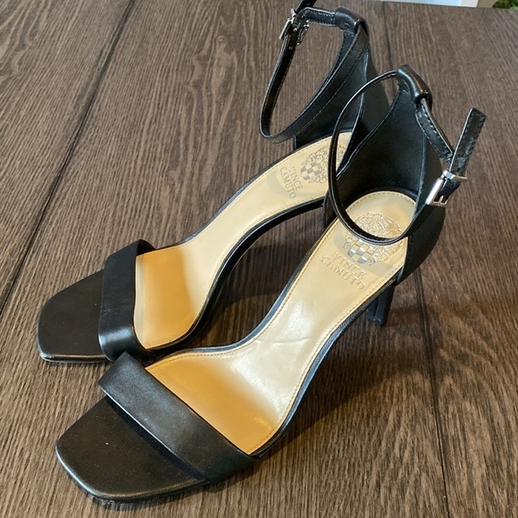 Vince Camuto stilettos. Size 11. Black open toe, ankle strap. - Picture 1 of 12
